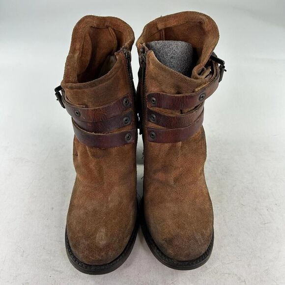 FREEBIRD BY STEVEN Blaze Womens Bootie US 7 Brown Suede Strappy Rugged Boho Boot - Picture 3 of 10